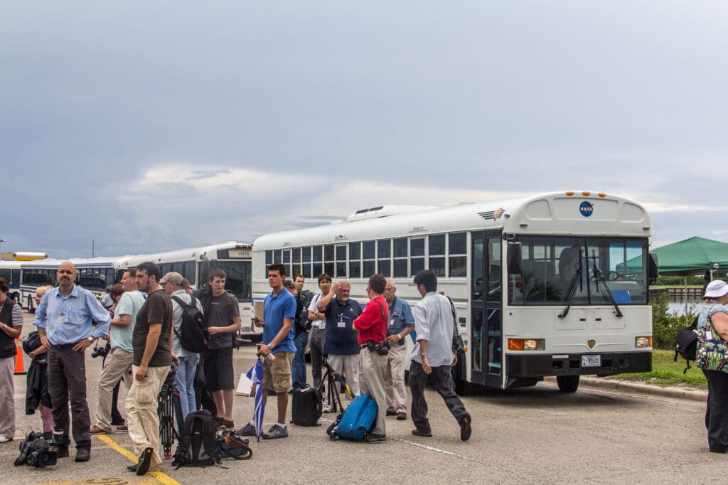 Loading into NASA Tweetup Buses