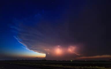 Northern Oklahoma Supercell at dusk near Enid