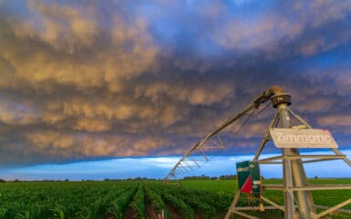 Irrigation System as a storm rolls over at sunset in Central Nebraska