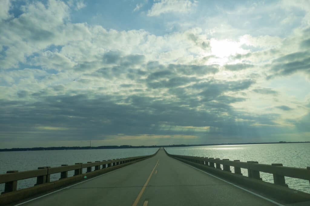 Heading west in the evening off Roanoke Island