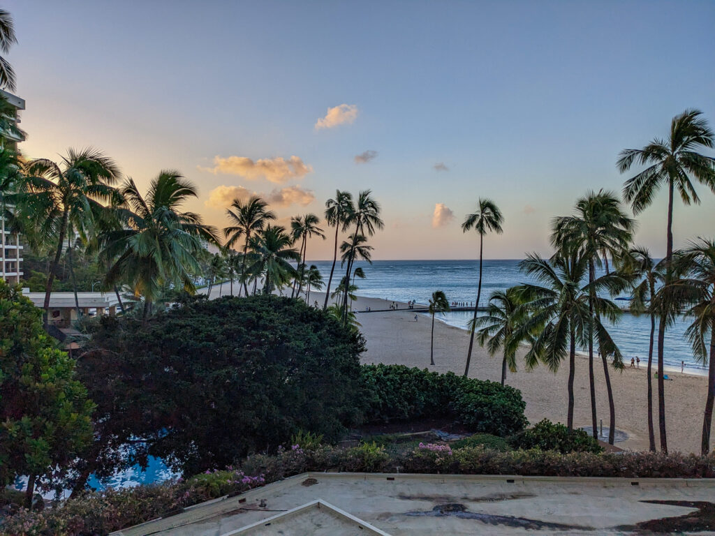 View from Balcony at the Hilton Hawaiian Village Waikiki Beach Resort Rainbow Tower