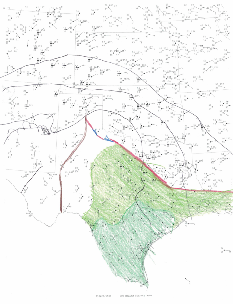 April 26, 2023 15Z/10 am CDT Surface Analysis