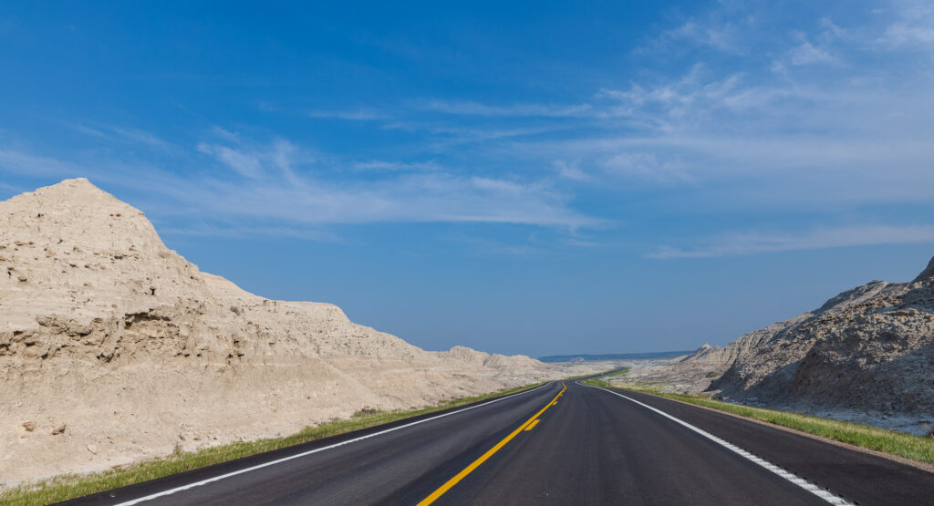 South Dakota state Highway 44 going through the Badlands