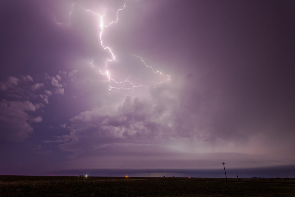 Lightning from a storm near Sudan Texas
